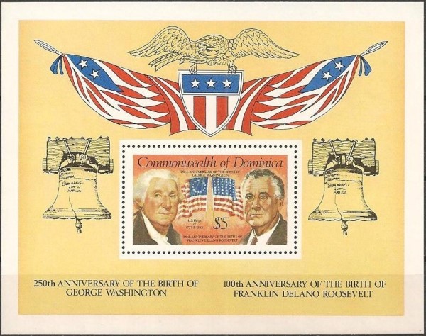 1981 Birth Anniversaries of George Washington and Franklin Roosevelt Souvenir Sheet