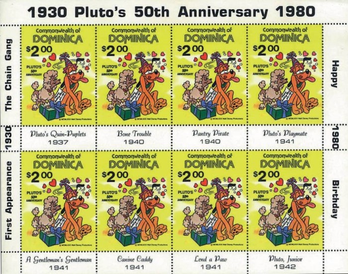 1981 50th Anniversary of Walt Disney's Pluto Mini Pane