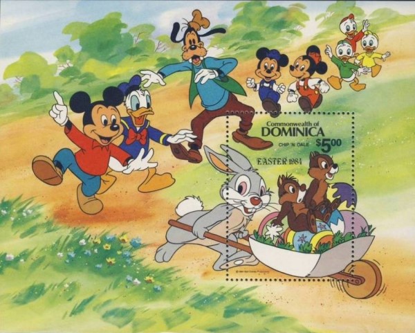 1984 Easter, Disney Characters Souvenir Sheet