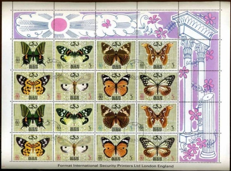 1968 Butterflies and Moths Stamp Sheet