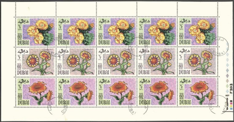 1968 Flowers Stamp Sheetlet of 15