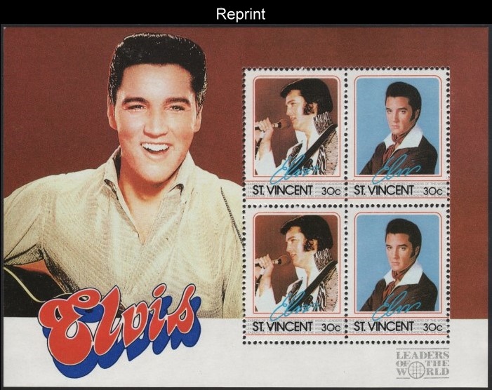The Unauthorized Reprint Elvis Presley Scott 878 Souvenir Sheet