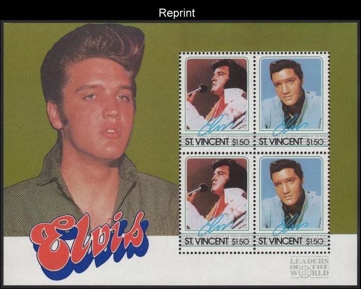 The Unauthorized Reprint Elvis Presley Scott 880 Souvenir Sheet