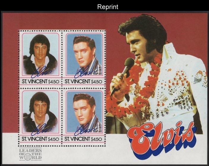 The Unauthorized Reprint Elvis Presley Scott 881 Souvenir Sheet