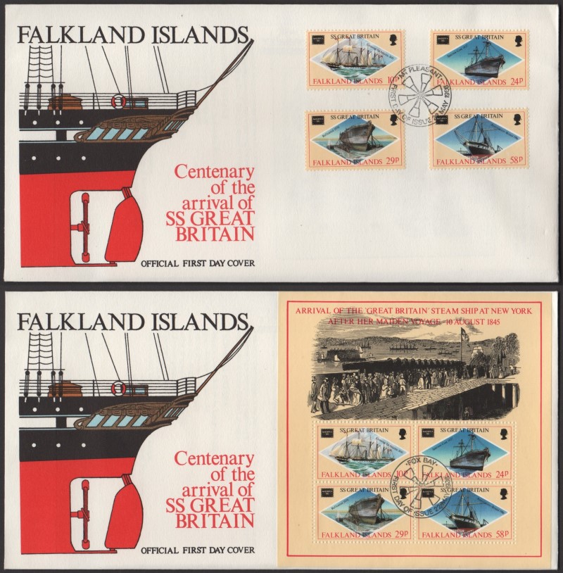 Falkland Islands 1986 Ameripex Fox Bay and Mt. Pleasant Cancelled First Day Covers