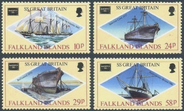 1986 AMERIPEX '86 Centenary of Arrival of S.S. Great Britain Stamps