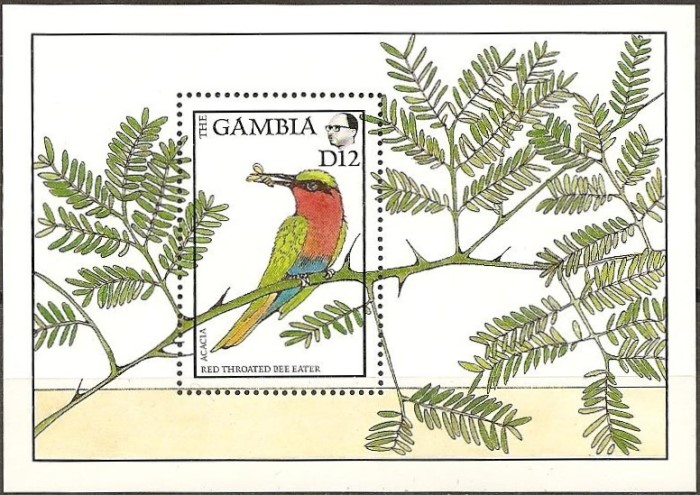 1988 Flora and Fauna Red Throated Bee Eater Souvenir Sheet