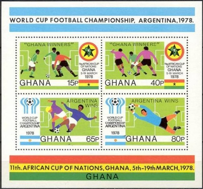 1978 11th African Cup and World Cup Soccer Championship Winners Souvenir Sheet