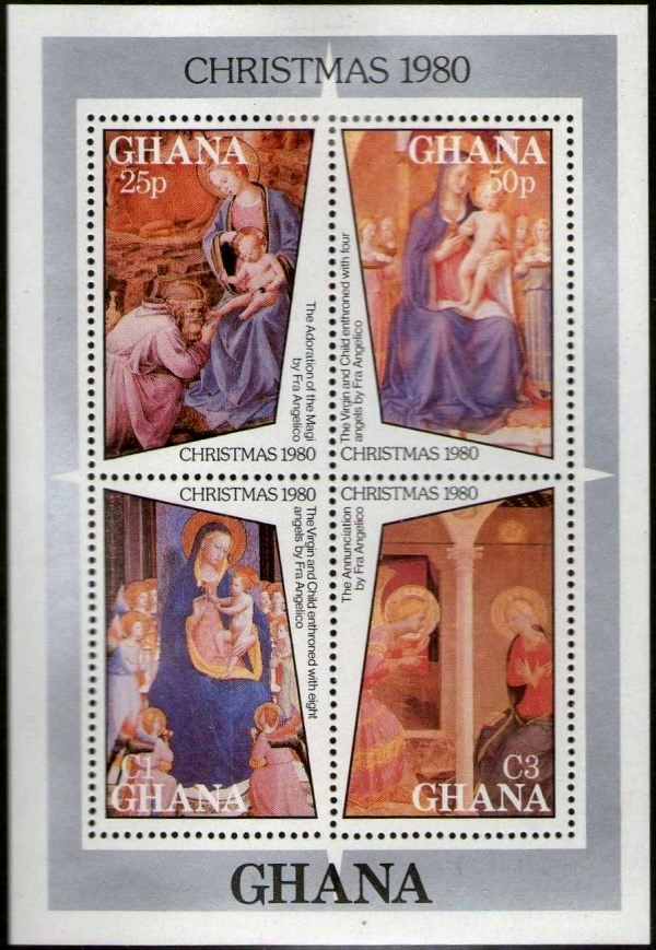 1980 Christmas, Paintings by Fra Angelico Souvenir Sheet