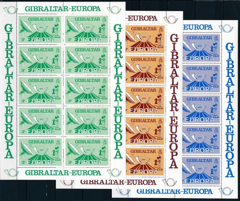 Gibraltar 1979 European Telecommunications System (EUROPA) Sheetlets of 10 Set