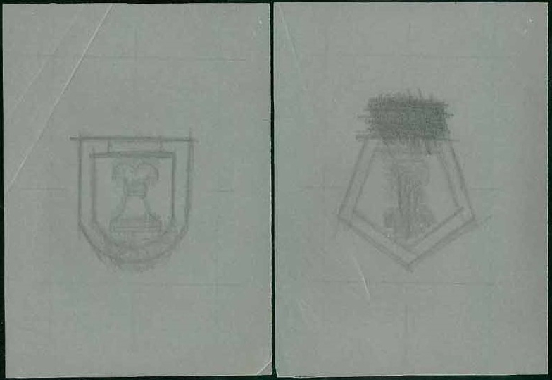 Gibraltar 1982 Naval Crests (1st Series) sketches for Norfolk and Rooke Crests