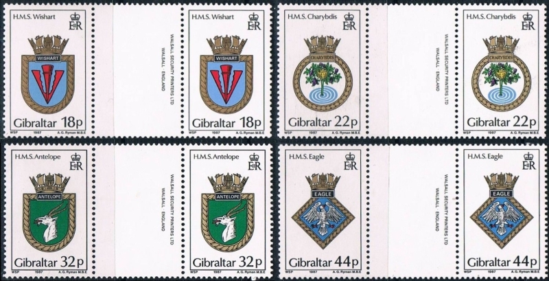 Gibraltar 1987 Naval Crests (6th Series) Stamps