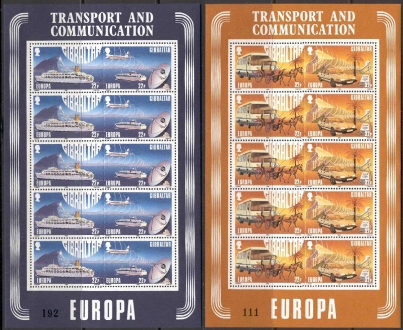 Gibraltar 1988 EUROPA Transport and Communication Stamp Sheetlet Set
