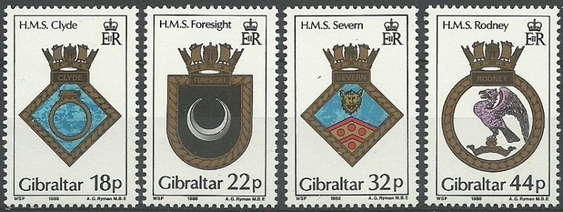 Gibraltar 1988 Naval Crests (7th Series) Stamps