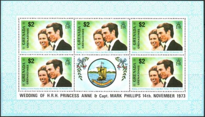 1973 Royal Wedding of Princess Anne and Captain Mark Phillips Mini Panes