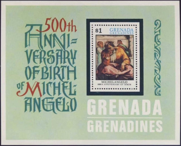 1975 500th Birth Anniversary of Michelangelo Souvenir Sheet