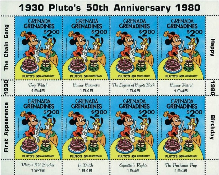 1981 50th Anniversary of Walt Disney Character PLUTO Mini Pane