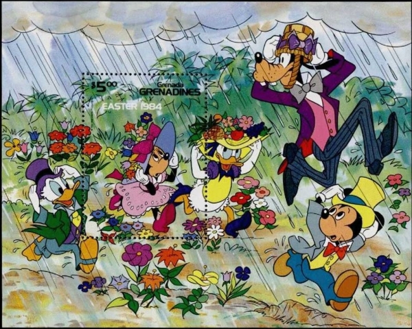 1984 Easter, Disney Characters Souvenir Sheet