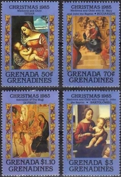 1985 Christmas, Religious Paintings Stamps