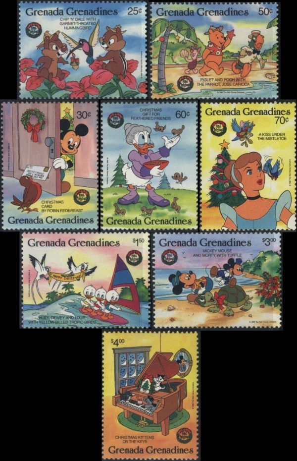 1986 Christmas, Disney Characters Stamps