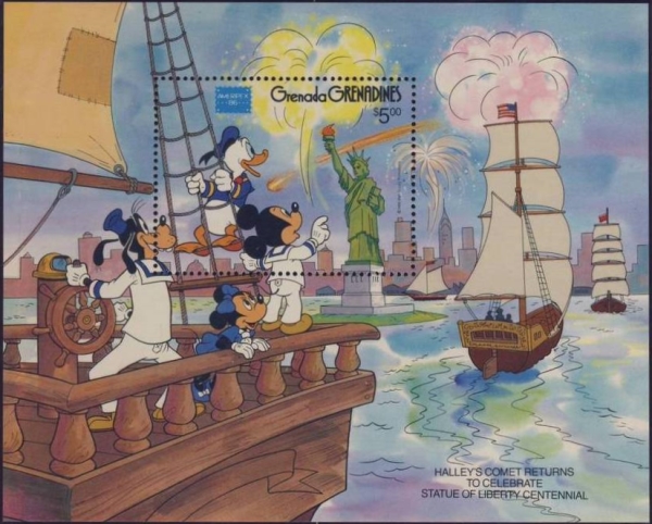 1986 Disney AMERIPEX International Stamp Exhibition HALLEYS COMET RETURNS $5.00 Souvenir Sheet