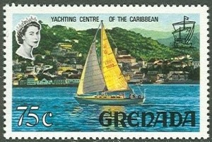 1971 View of a Yacht in the Harbour Stamp