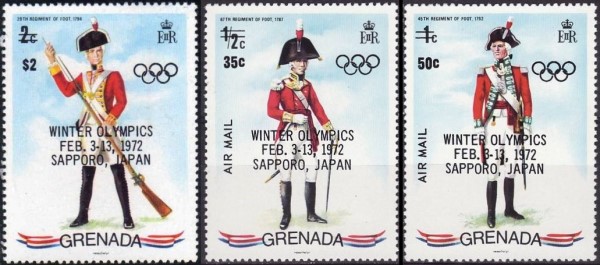 1972 Military Uniforms Stamps of 1971 Overprinted for the Winter Olympics