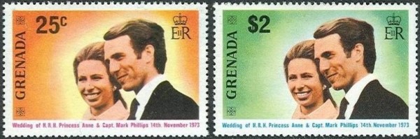 1973 Royal Wedding of Princess Anne and Captain Mark Phillips Stamps