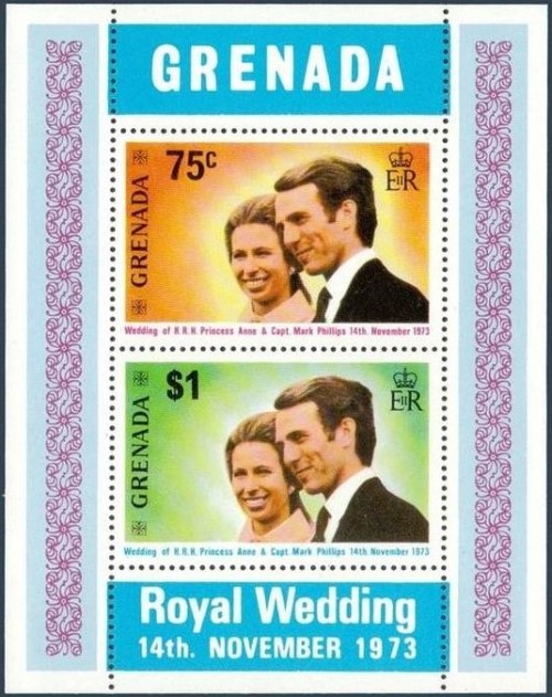 1973 Royal Wedding of Princess Anne and Captain Mark Phillips Souvenir Sheet