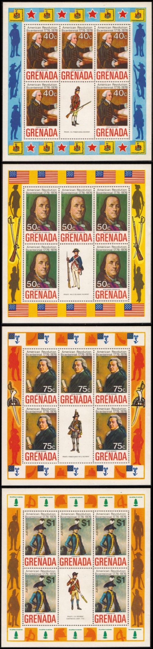 1975 Bicentenary of the American Revolution Airmails Mini Panes