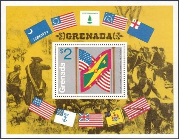 1975 Bicentenary of the American Revolution Flags Souvenir Sheet