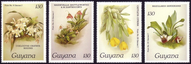 1986-7 Reichenbachia Orchids Watermarked (1st set) Stamps
