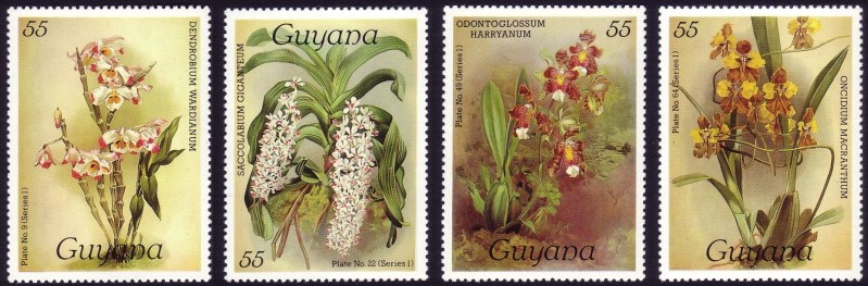 1986-7 Reichenbachia Orchids Watermarked (2nd set) Stamps