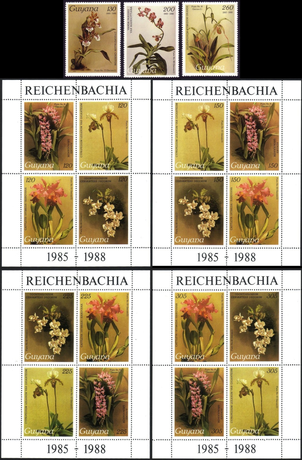 1988 Centenary of Publication of Sanders' Reichenbachia Orchids (32nd issue) Stamps