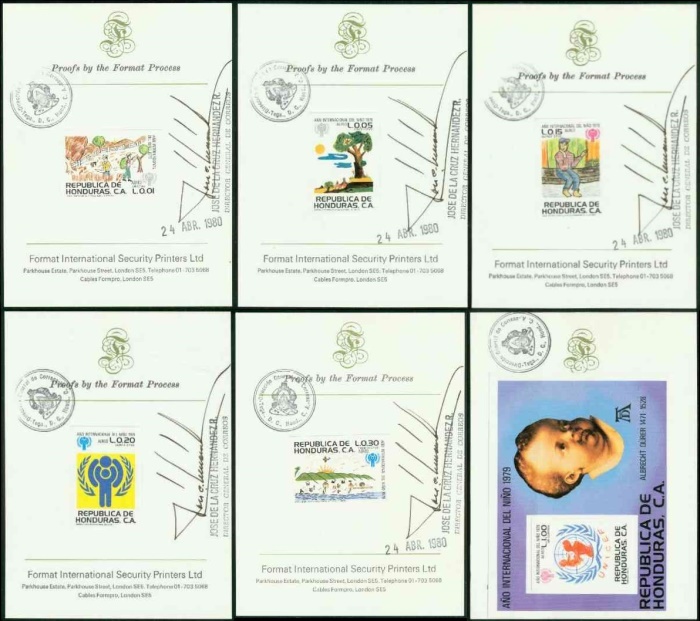 1980 International Year of the Child (IYC) (1979) Proof Stamps on Presentation Cards