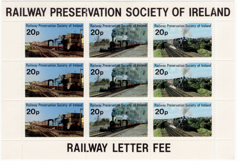Railway Preservation Society of Ireland 1981 Private Carrier Stamp Souvenir Sheet