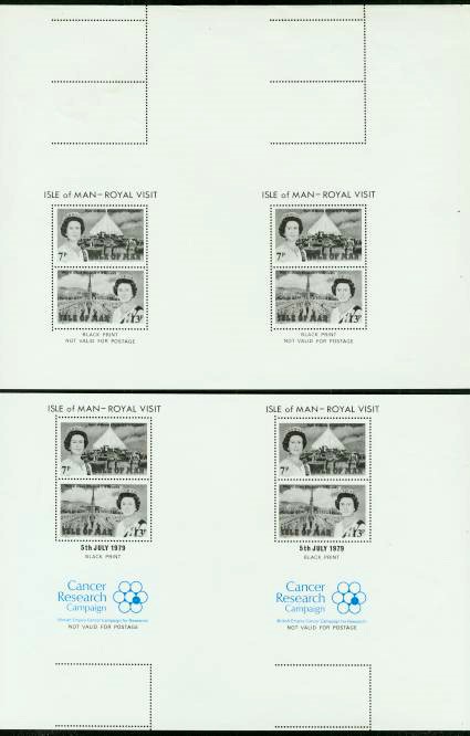 Isle of Man 1979 Royal visit Black Print Proof Sheets