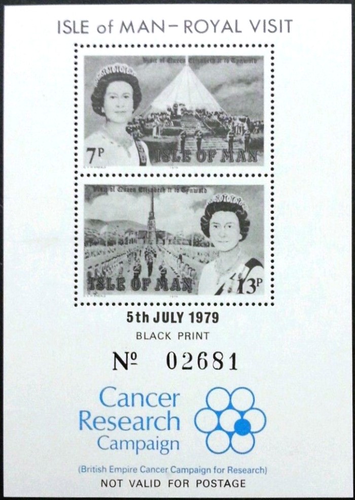 Isle of Man 1979 Royal visit Black Print Souvenir Sheet
