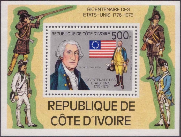 Ivory Coast 1976 American Bicentennial Souvenir Sheet
