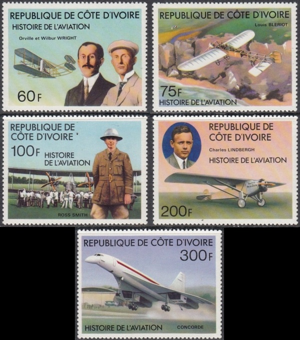 Ivory Coast 1977 History of Aviation Stamps