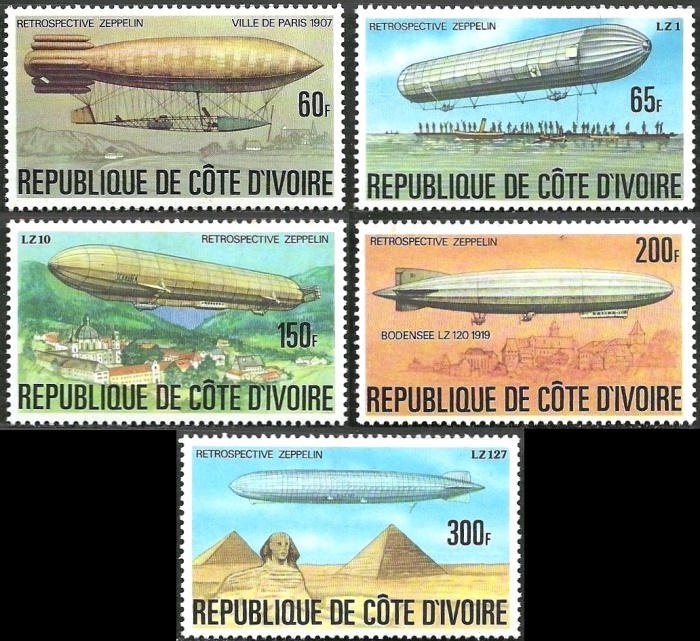 Ivory Coast 1977 History of the Zeppelin Stamps