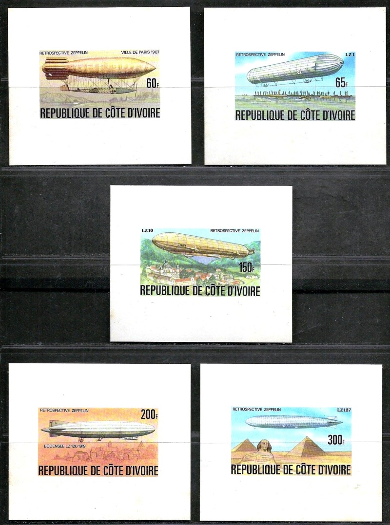 Ivory Coast 1977 History of the Zeppelin Deluxe Sheetlet Set