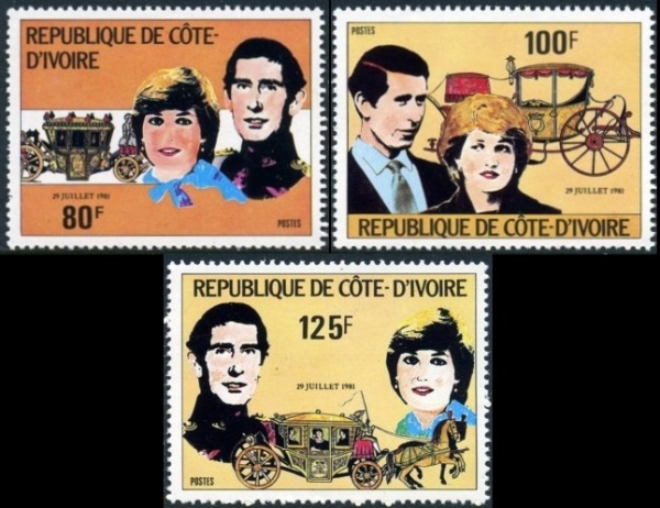 Ivory Coast 1981 Royal Wedding of Prince Charles and Lady Diana Stamps