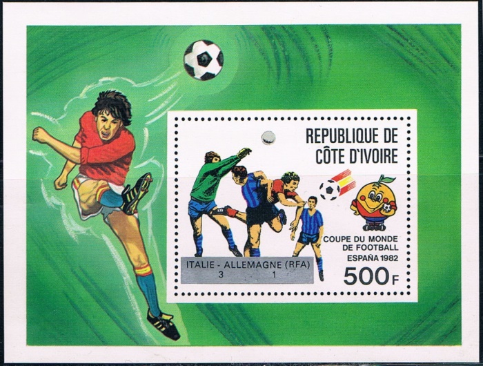 Ivory Coast 1982 World Cup Soccer Championship Winners Souvenir Sheet