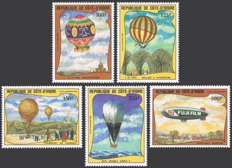 Ivory Coast 1983 Bicentenary of Manned Flight Stamps