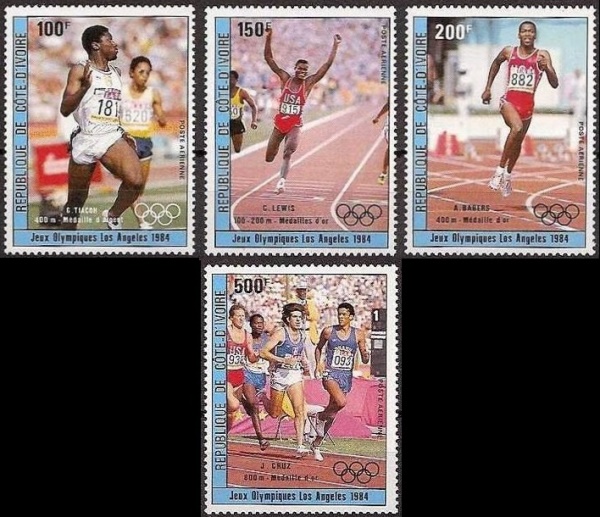 Ivory Coast 1984 Summer Olympic Games Winners, Los Angeles Stamps