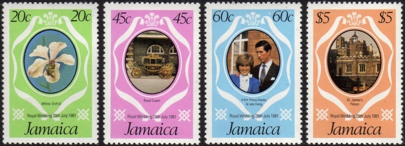 Jamaica 1981 Royal Wedding of Prince Charles and Lady Diana Stamps