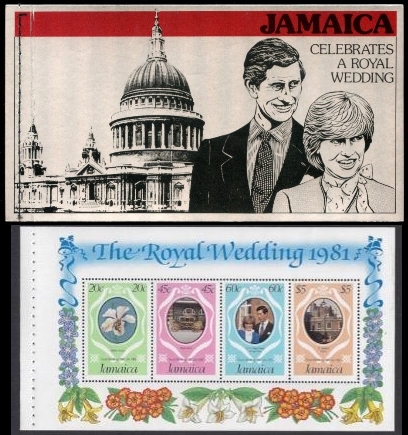 Jamaica 1981 Royal Wedding of Prince Charles and Lady Diana Booklet Cover and Pane