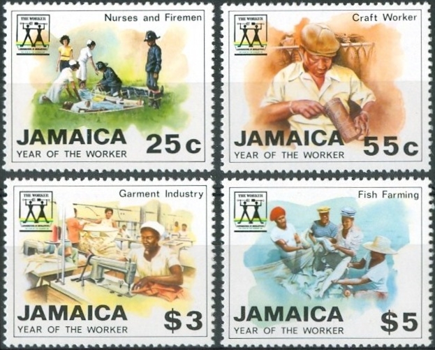 Jamaica 1988 Year of the Worker Stamps