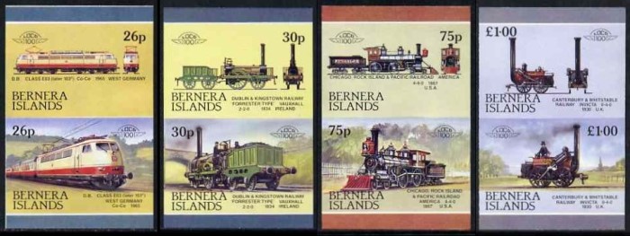 1983 Bernera Islands Leaders of the World, Locomotives (2nd series) Imperforate Stamps